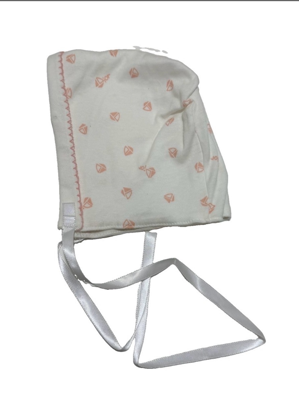 Baby Dior Girls White Pink Logo Bonnet Hat Designer